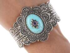 Carolyn Pollack Relios Heavy Sterling turquoise amethyst bracelet picture
