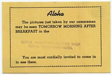 Vintage 1960 Royal Hawaiian Hotel Picture Shop Invitation Card Waikiki picture