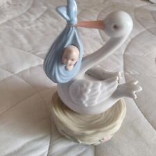 NEW PORCELAIN ROTATING STORK WITH BABY BOY,