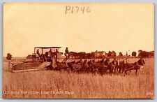 Postcard Combined Harvester near Ritzville, Washington farming horse T131 picture