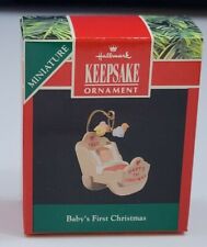 Vintage Hallmark Miniature Mini Christmas Ornament Baby's First Christmas 1990 picture