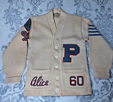 VTG 1940s High School Wool Letterman Cardigan Sweater Jacket Tennis  (ALICE #60) picture