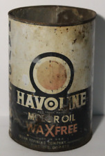 Large 1950s Vintage Havoline Motor Oil Can 5 Quart Oil Can Indian Refining Co. picture