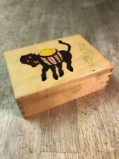 Vintage 1950’s Hand Decorated Wooden Box Donkey Cactus Mexico Theme  picture
