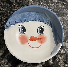 Hand Painted Wood Bowl Snowman Holiday Christmas Approx 6 inches picture