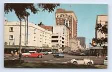 International City Long Beach California 1st Street View Old Car Postcard VTG CA picture