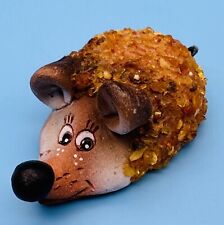 Vintage 1990s Amber Mouse Figurine Latvian Made In USSR Animal Figure Mice picture