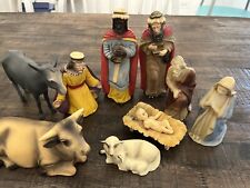 Vintage Resin Nativity Figures Animals Wise Men Jesus Mary Joseph picture