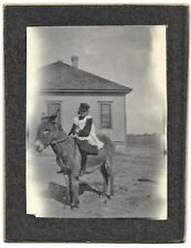 Vintage Old CDV Photo of Little Girl Riding a Donkey by House Selma California  picture