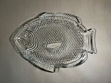 Vintage Textured Clear Glass Fish Shaped Collector Serving Plate 11” picture