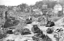 WW2 Picture Photo France 1944 US After battle Tanks Sherman at ruins  3559 picture