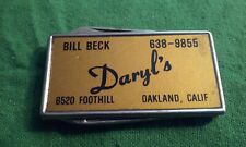 Oakland Bill Beck Daryl's Vintage Advertising Pocket Clip Knife & File Stainless picture