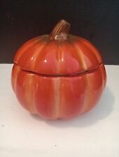 Ceramic Pumpkin Vase Candy Dish 6.5” X 6” Halloween Thanksgiving Fall Decoration picture