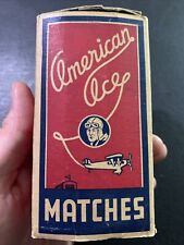 Vintage Antique American Ace Graphic Airplane WV Match Corp Box Wheeling WV picture