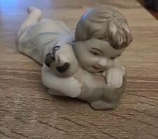 Vintage Porcelain Bisque Piano Baby With Pug Dog... Super Cute picture