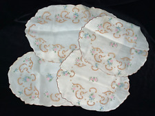 4 Vintage Embroidered Organza Table Doilies picture
