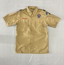Boy Scouts Of America Den Leader Shirt Medium Beige Mens Button Up Uniform picture