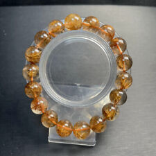 11mm  Rare TOP Natural Clear Gold hair Rutilated Quartz Crystal Beads Bracelet picture