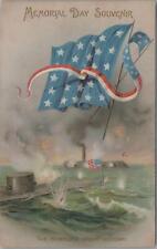 Patriotic Postcard Ship The Monitor's Great Victory Memorial Day Souvenir picture