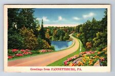 Fannettsburg PA-Pennsylvania, General Greetings Road, Vintage c1939 Postcard picture