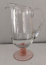 Vintage Clear Glass Pitcher With Peach Colored Base picture