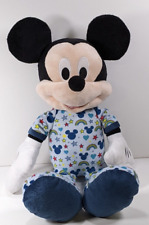 Disney Mickey Mouse Plush Just Play LLC Blue Pajamas w Rainbows Hearts & Stars picture