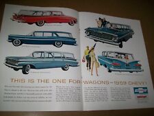 1959 Chevy Nomad Kingswood 2dr Brookwood Parkwood Station Wagon mag centrfold ad picture