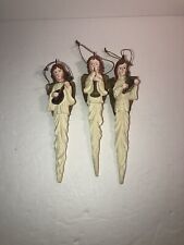 Set of 3 Resin Icicle Angels Instruments Christmas Ornaments 6