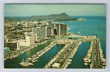 Waikiki HI-Hawaii, From The Ilikai To Diamond Head Yacht Harbor Vintage Postcard picture