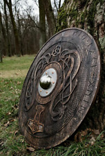Norse Shield , Hand Carved Viking Warriors Shield , Authentic Norse-Inspired Dec picture