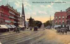 Postcard MA: Main Street from City Hall, Northampton, Massachusetts, 1910's picture