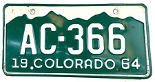 Vintage 1964 Colorado Auto License Plate Man Cave Wall Decor AC-366 Collector picture