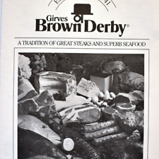 Vintage 1988 The Brown Derby Restaurant Menu picture