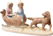 Vintage Paul Sebastion Kids with Dog Sledding Figurine Titled 