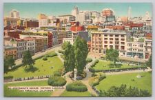 San Francisco California, Portsmouth Square, Landmark & Skyline Vintage Postcard picture