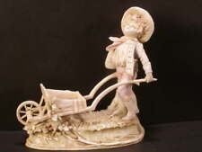 19c Antique Turn Teplitz Austria RStK Porcelain Figure Statue Sculpture Cart Boy picture