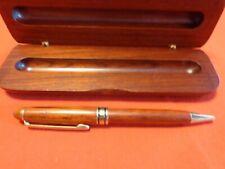 VINTAGE CHERRY WOOD PEN & CASE NEVER USED RARE WITH ORIGINAL BOX VERY NICE PIECE picture
