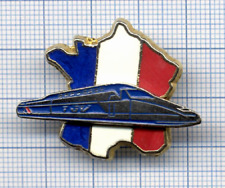 Pin's Double Mold Train SNCF TGV Atlantic s/ MAP OF FRANCE BLUE WHITE RED picture