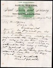 1881 Mendota La - Samuel Edwards - Fruit Farm & Nursery - Rare Letter Head Bill picture