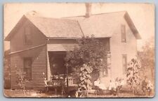 RPPC Postcard Prairie Style Farmhouse Family Outdoors Victorian Era Residence picture