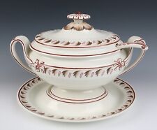 Antique 19th C. Large 4 Piece Wedgwood Creamware Soup Tureen w/ Ladle & Stand picture