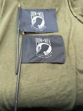 Pair of 10.5 POW MIA You Are Not Forgotten Flag Mini Stick Flag 4x5 inch picture
