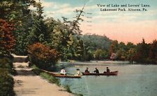 Altoona, PA, Lake & Lovers' Lane, Lakemont Park, 1918 Vintage Postcard e3867 picture