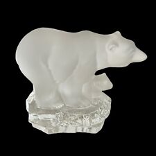 1985 Goebel Frosted Lead Crystal Mother Polar Bear and Cub Figurine on Ice 3.5” picture