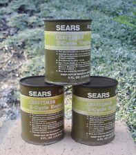Vintage Sears Craftsman 2 Cycle Engine Oil Cans Lot of 3 Paper Label #36555 8 oz picture