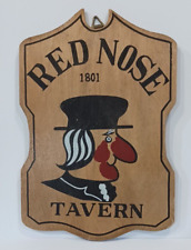 Vintage 1801 Red Nose Tavern Wooden Plaque Pub Bar Novelty Sign JAPAN 9” x 6” picture