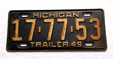 1949 Michigan License Plate (17-77-53) Trailer Plate picture