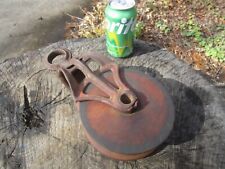 Antique Vintage Cast Iron And Wood Barn Pulley Farm Tool  Rustic Primitive   11” picture