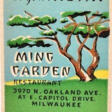 1950s Ming Garden Chinese Restaurant 3970 N Oakland Avenue Milwaukee Matchbook picture
