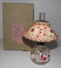 Vtg Rubicon Glamour Lite Perfume Oil Lamp & Shade in Original Box Pink Flowers picture